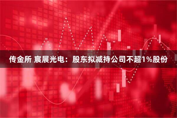 传金所 宸展光电：股东拟减持公司不超1%股份